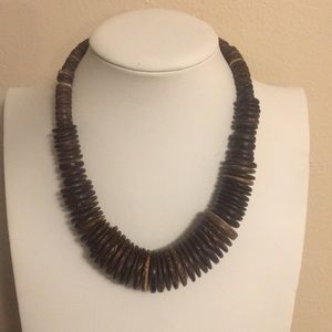 Vintage Tropical Wood Tribal Statement Necklace